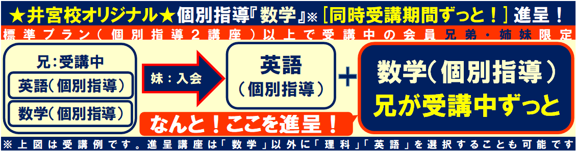 会員生兄弟 姉妹限定 個別指導 数学 無料進呈 個別指導axis井宮校掲示板